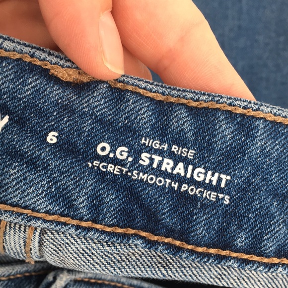 Old Navy High Rise OG Straight Distressed Raw Hem Jeans Smooth Pockets 6 - Picture 6 of 11